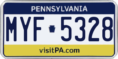PA license plate MYF5328
