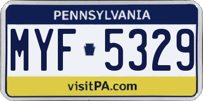 PA license plate MYF5329