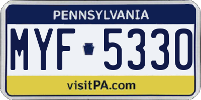 PA license plate MYF5330