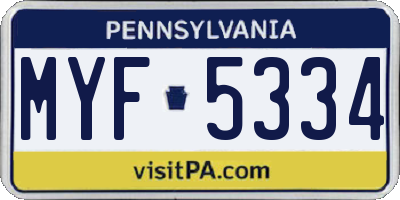 PA license plate MYF5334