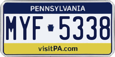 PA license plate MYF5338