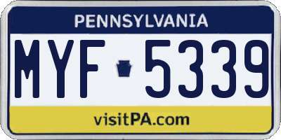 PA license plate MYF5339