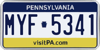 PA license plate MYF5341