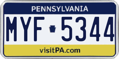 PA license plate MYF5344