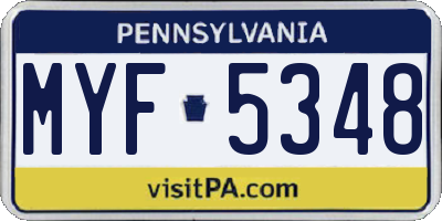 PA license plate MYF5348