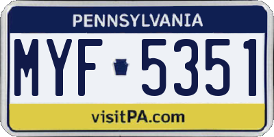 PA license plate MYF5351
