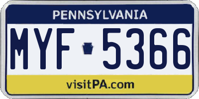 PA license plate MYF5366