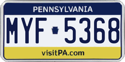 PA license plate MYF5368