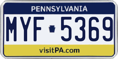 PA license plate MYF5369