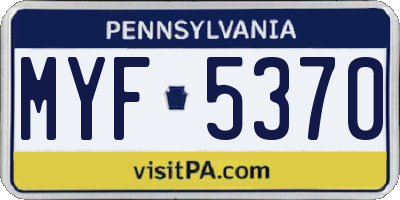 PA license plate MYF5370