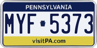 PA license plate MYF5373