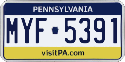 PA license plate MYF5391