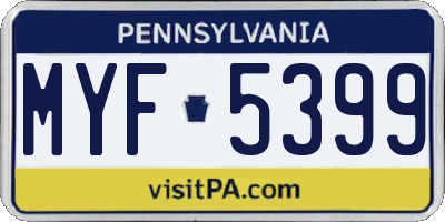 PA license plate MYF5399