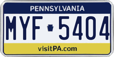 PA license plate MYF5404