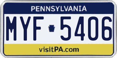 PA license plate MYF5406