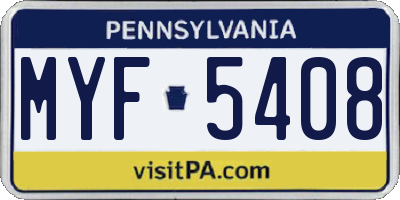 PA license plate MYF5408