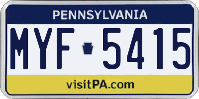 PA license plate MYF5415