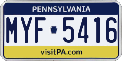PA license plate MYF5416