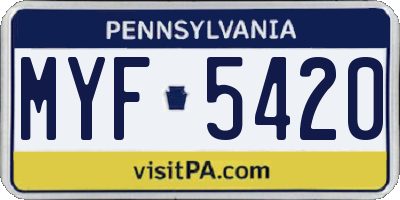 PA license plate MYF5420