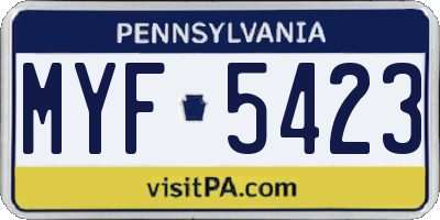 PA license plate MYF5423