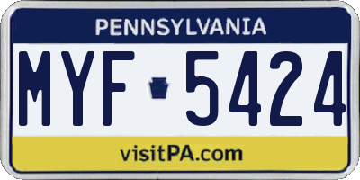 PA license plate MYF5424
