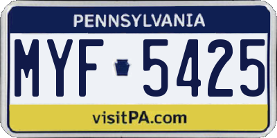 PA license plate MYF5425