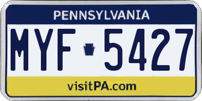 PA license plate MYF5427