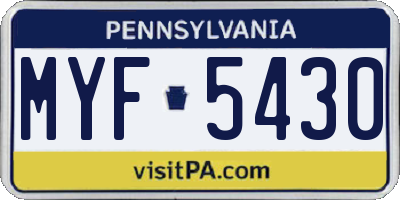 PA license plate MYF5430
