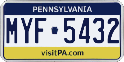PA license plate MYF5432