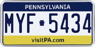 PA license plate MYF5434