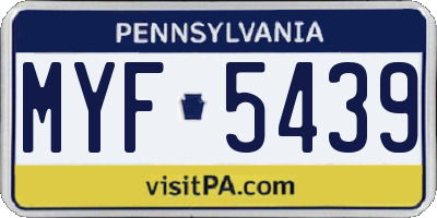PA license plate MYF5439