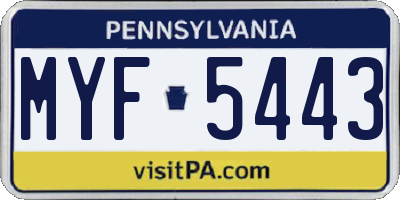 PA license plate MYF5443