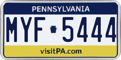 PA license plate MYF5444