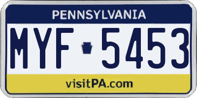 PA license plate MYF5453