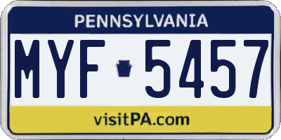 PA license plate MYF5457