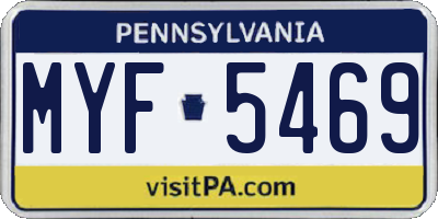 PA license plate MYF5469