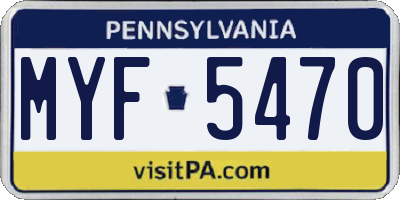PA license plate MYF5470