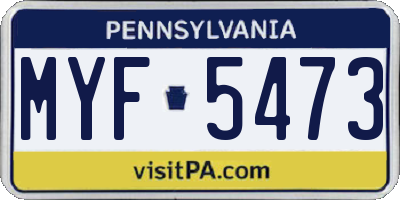 PA license plate MYF5473