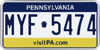 PA license plate MYF5474