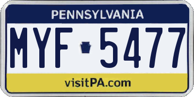 PA license plate MYF5477