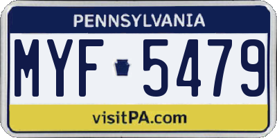 PA license plate MYF5479