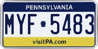 PA license plate MYF5483