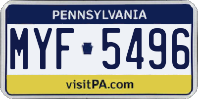 PA license plate MYF5496