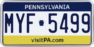 PA license plate MYF5499