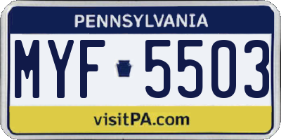 PA license plate MYF5503