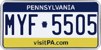 PA license plate MYF5505