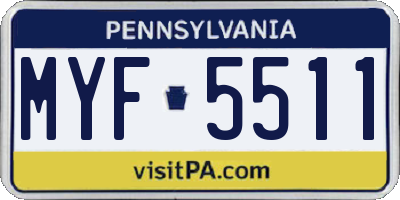 PA license plate MYF5511