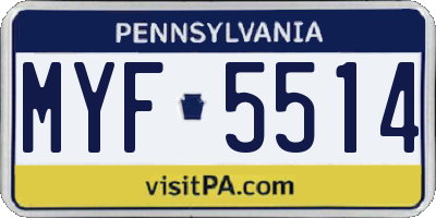 PA license plate MYF5514