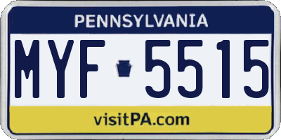 PA license plate MYF5515