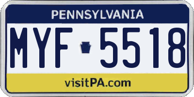PA license plate MYF5518